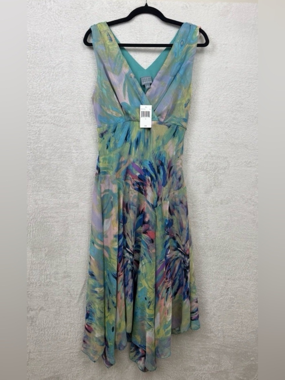 Y2K Asymmetrical Midi Dress Fairy Ethereal Watercolor 14 Flowy Handkerchief Hem